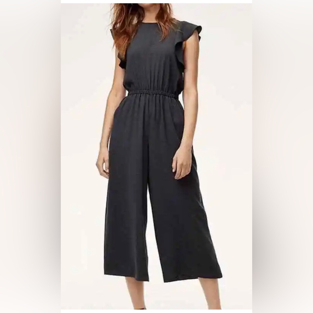 JUMPSUIT - Women's Aritzia Wilfred Fleurette Navy Blue Cropped Jumpsuit. Size S